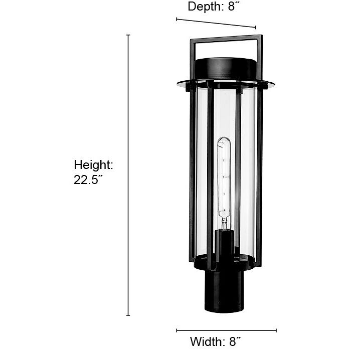 Russell 1 Light 22.25 inch Powder Coated Black Outdoor Post Lantern